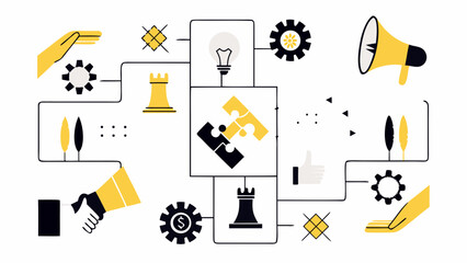 Abstract illustration showcasing concepts of strategy innovation and successful business solutions © Sarathi