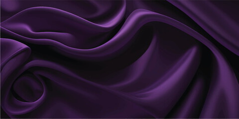 Obraz premium A luxury purple and violet silk fabric texture features smooth satin waves and soft drapery curves creating an elegant shiny textile backdrop for decoration