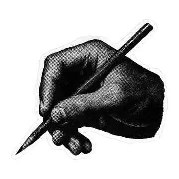 Hand Writing With Pencil Black and White Collage Cutout