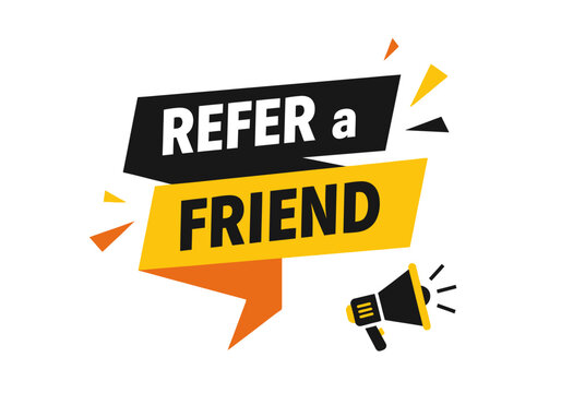 Refer a Friend Banner for Referral Marketing and Loyalty Programs with Megaphone Icon