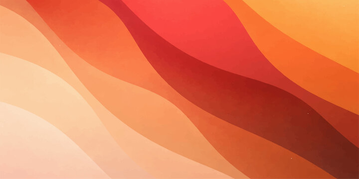 Abstract colorful red wave background with flowing gradient curves and warm summer light design
