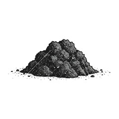 Fototapeta premium Pile of dark soil, earth, dirt, illustration on white background