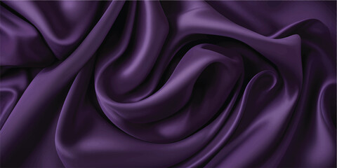 Fototapeta premium A purple silk fabric with waves and folds, symbolizing the softness of your love for me. The background is a deep purple to accentuate the smooth texture of the cloth.