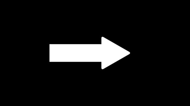 White Simple Straight Arrow Pointing Right on Black Background, Universal Directional Symbol and Navigation Pointer for Minimalist Design