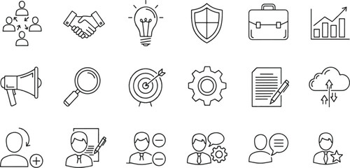 Fototapeta premium Collection of icons representing various business and professional concepts