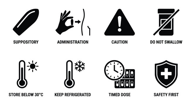 Suppository administration caution do not swallow store below 30c keep refrigerated timed dose safety first rectal capsule.