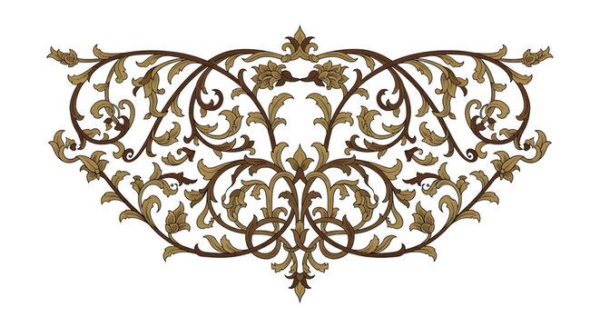 Ornate Metal Floral Decorative Design Element.