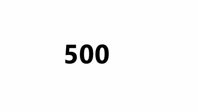 Number counter animation 0 to 1,000 on a transparent background, one thousand Animated counting Numbers from 0 to 1,000 with alpha channel for likes, views, amount concepts in 4k