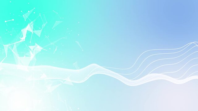 Abstract tech network connection dots. Digital technology and big data analysis background abstract blue background with waves