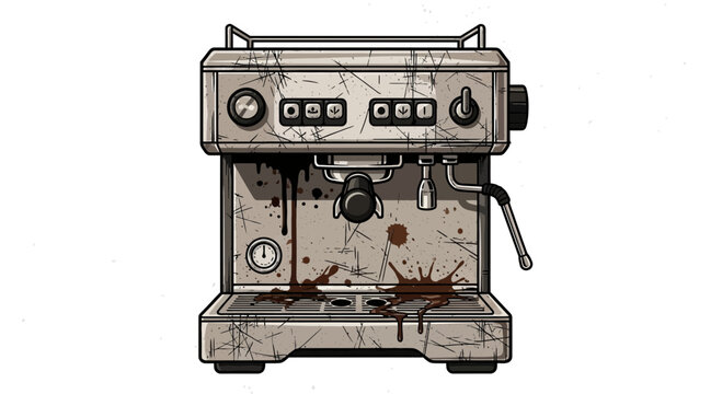 Grungy Espresso Machine with Coffee Stains