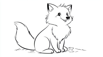 Fototapeta premium Friendly fox coloring illustration for children with bold line art on white background