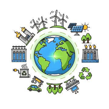 Earth surrounded by eco friendly icons 1.