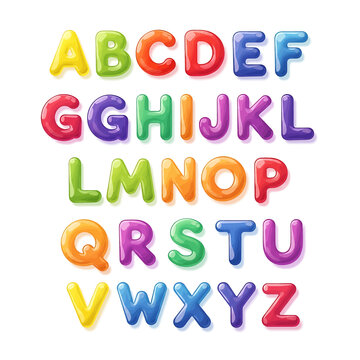 Colorful Alphabet Letters in Rows 1.