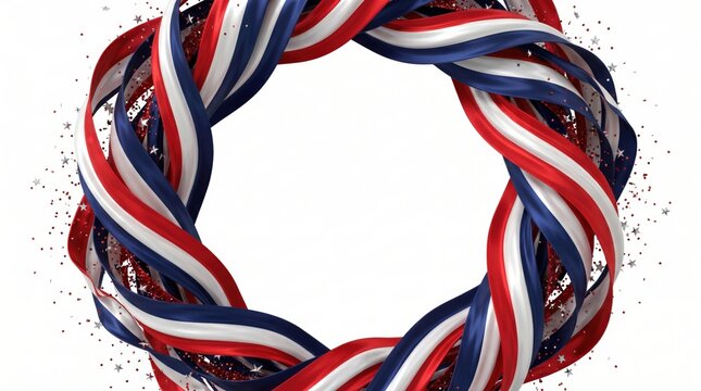 Red White and Blue Twisted Cable Wreath for Happy Labor Day