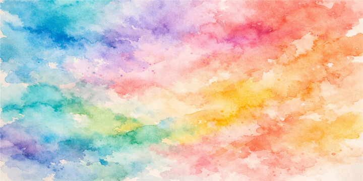 Colorful abstract watercolor hand painted textured background with soft pastel rainbow paint brush strokes smoke and vintage paper art style