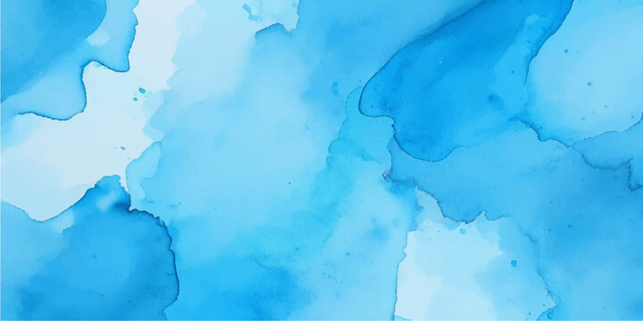 Blue watercolor textured abstract background with grunge paper paint and cloud like vintage surface design