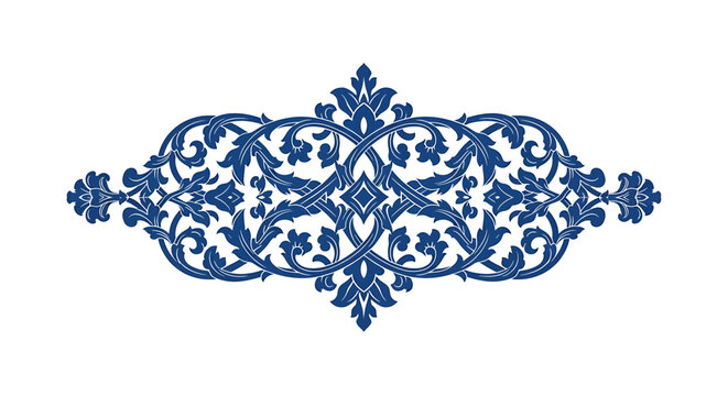 Intricate Blue Floral Ornate Design Pattern.