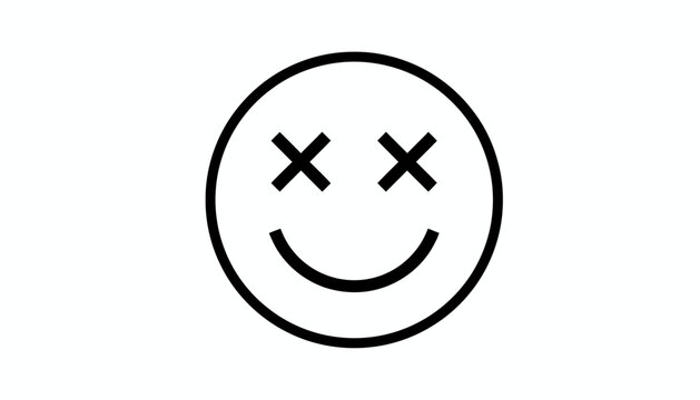 Simple line drawing of a smiley face with X eyes.