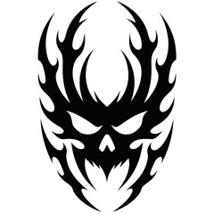 Fototapeta premium Tattoo, tribal skull, black flame design, vector illustration, graphic resource