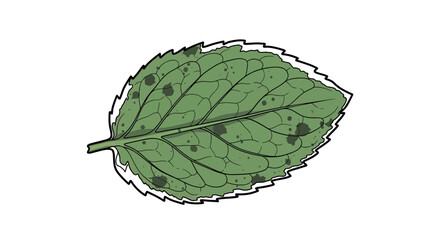 Naklejka premium Green leaf with dark spots, isolated on white background