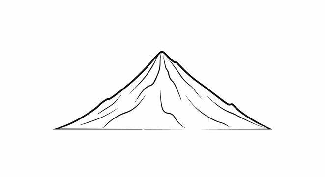 Minimalist line art illustration of a conical mountain with internal contour lines