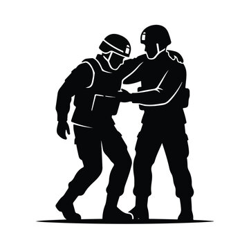 silhouette vector 2 soldiers talk amicably after ceasefire 9