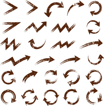 A collection of arrows with a painted effect