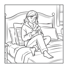 Rich girl moments: Bold and easy coloring pages for adults. line art illustration.