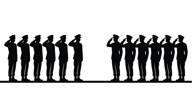 silhouette illustration vector of different army troops making peace, carrying out a ceasefire 26