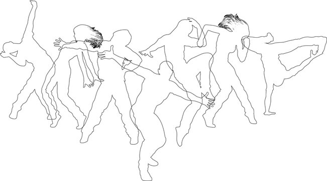 Street dancers dancing silhouette hip hop dance silhouettes poses set