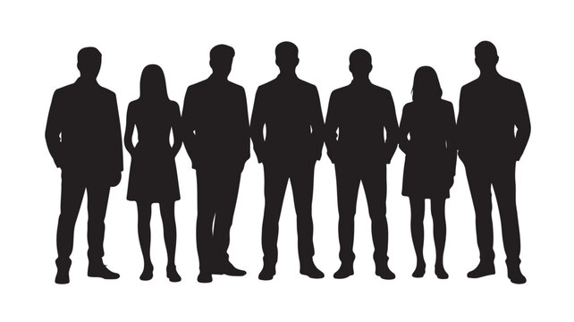 Business Team Silhouette Vector for Corporate Leadership, Partnership, and Professional Group Collaboration