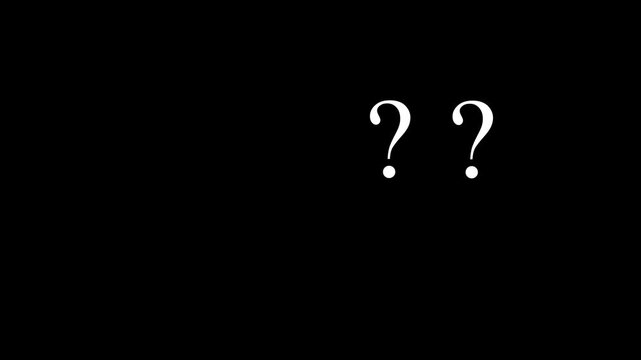Animated question mark icons flying and popping up in flat and 3D styles, green screen chroma key alpha loop 4K, confused dizzy effect for FAQ, uncertainty, problem solving motion background