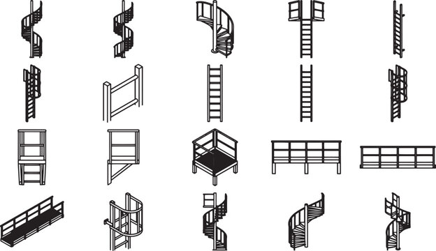 A collection of architectural elements, showcasing diverse designs and structures for illustrative or design-related use.