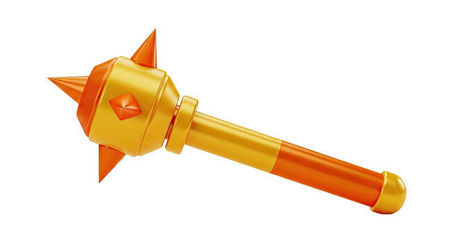 Stylized Golden and Orange Mace with Spikes