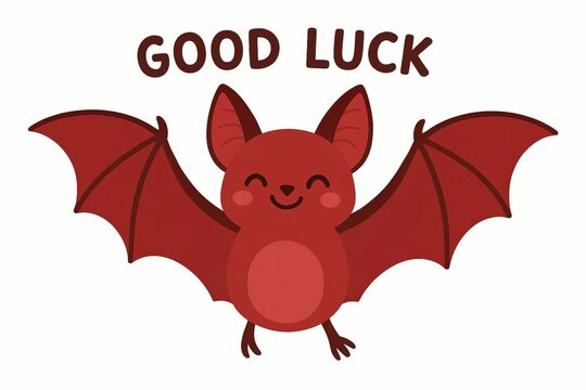 A red bat icon on a white background