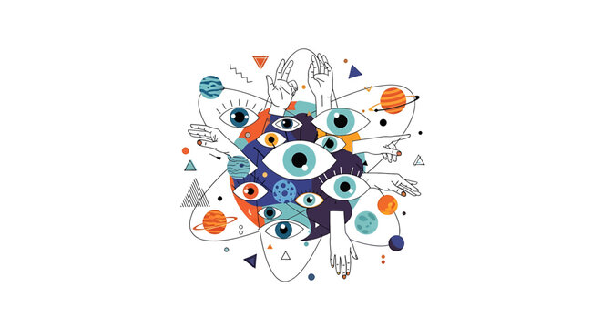 Colorful illustration of multiple eyes 1.