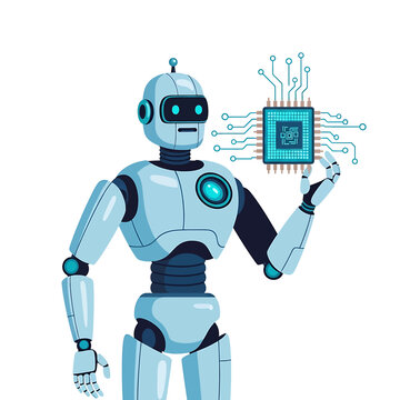 Robot Holding Microchip Electronic Component.