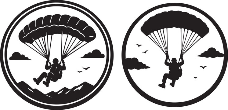 Paratrooper with Parachute Descending - Military Sketch Vector Illustration Vector
