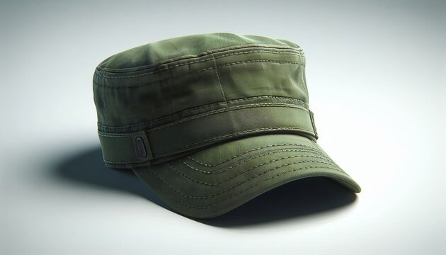 A green military hat on a white background