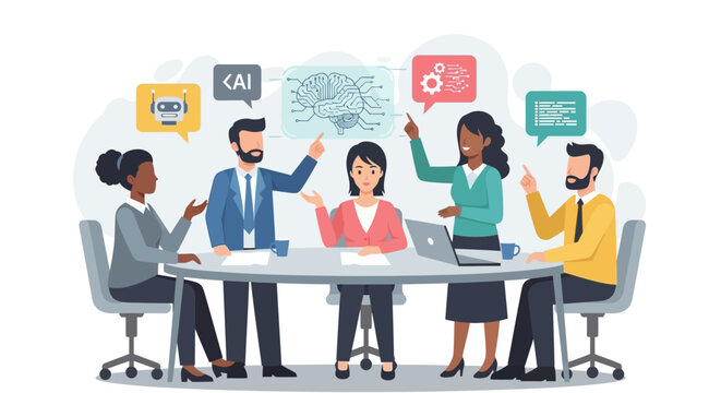 Diverse team discussing business ideas.