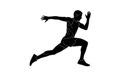 Fototapeta premium Silhouette of a Male Athlete Sprinting at Full Speed, Professional Runner in Dynamic Motion for Track and Field Sports Competition, Isolated Vector Illustration