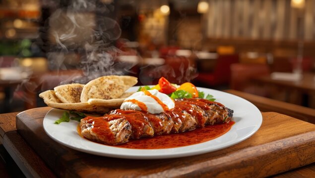 Classic tasty Turkish dishes; Iskender kebab