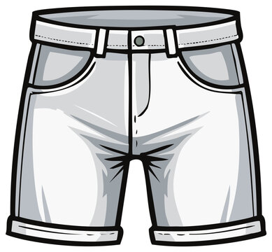 White Denim Shorts with Cuffed Hems and Button Fly Detail