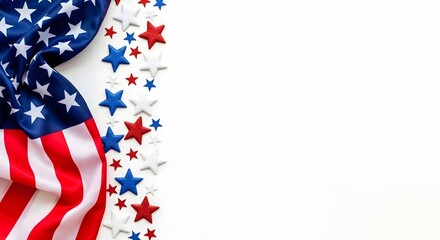Obraz premium American flag with decorative stars isolated on white background