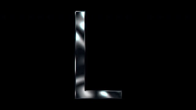 Silver metallic capital letters "L". Alpha channel. Seamless loop video
