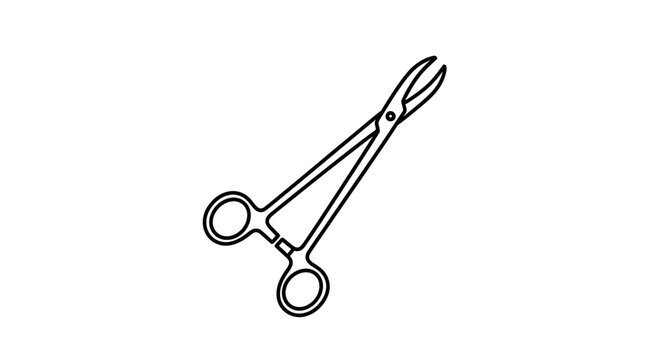 Surgical Hemostat Forceps Vector Illustration - Minimalist Artery Clamp Line Art Icon for Medical and Healthcare Design