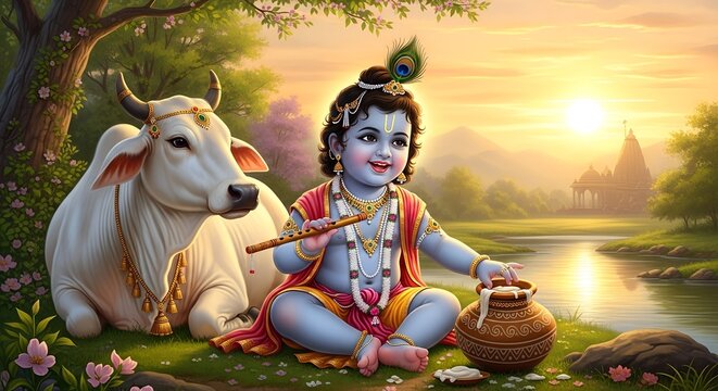 janmastami background with sree  krishna