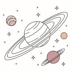 Colorful Planets and Stars space saturn © shahin11