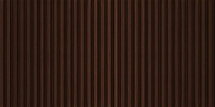 SEAMLESS background of warm dark brown wooden wall panel, natural wood paneling texture, decorative accent wall or acoustic panel design, repeating pattern. 