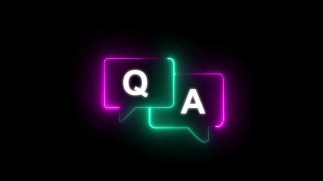 q and a question and answer animated session icon neon 4k screen Animated. Question and Answer the letters Q and A.4K